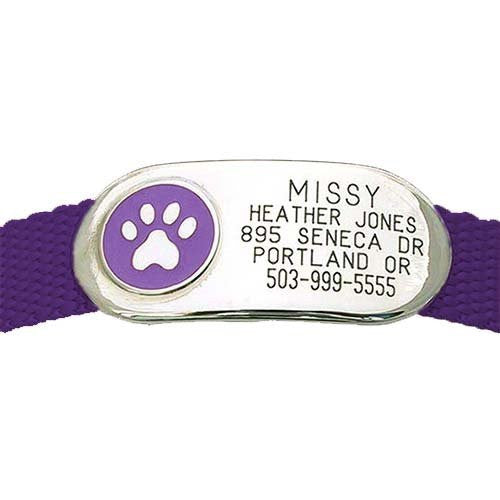 Jewelry Collar Tag - Paw - purple