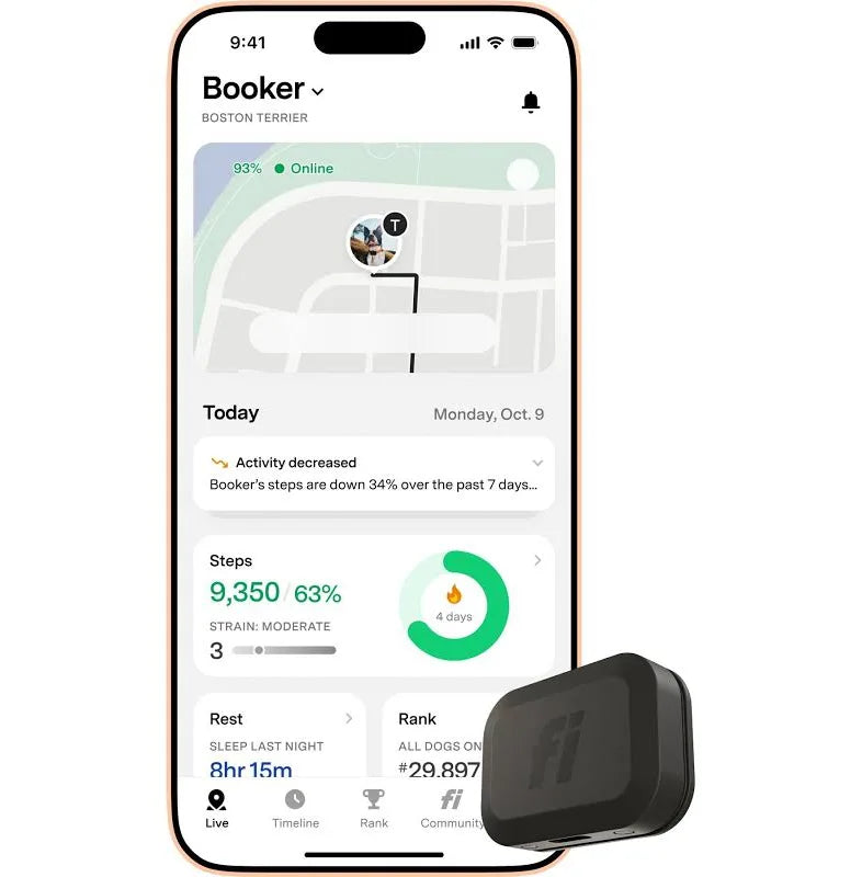 Fi Mini tracker with the Fi mobile app
