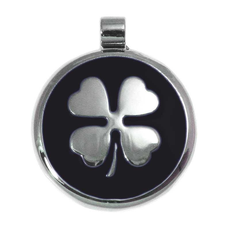 LuckyPet clover jewelry pet ID tag in black