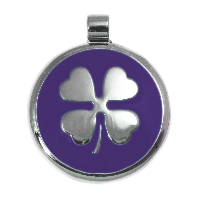 LuckyPet clover jewelry pet ID tag in purple