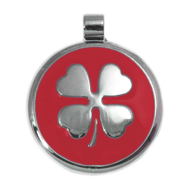 LuckyPet clover jewelry pet ID tag in red