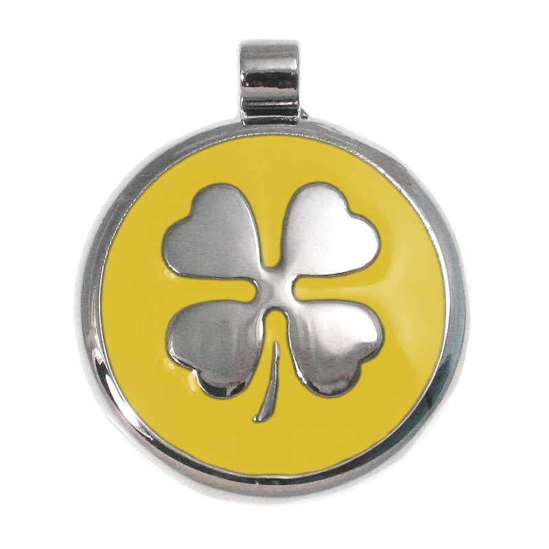 LuckyPet clover jewelry pet ID tag in yellow