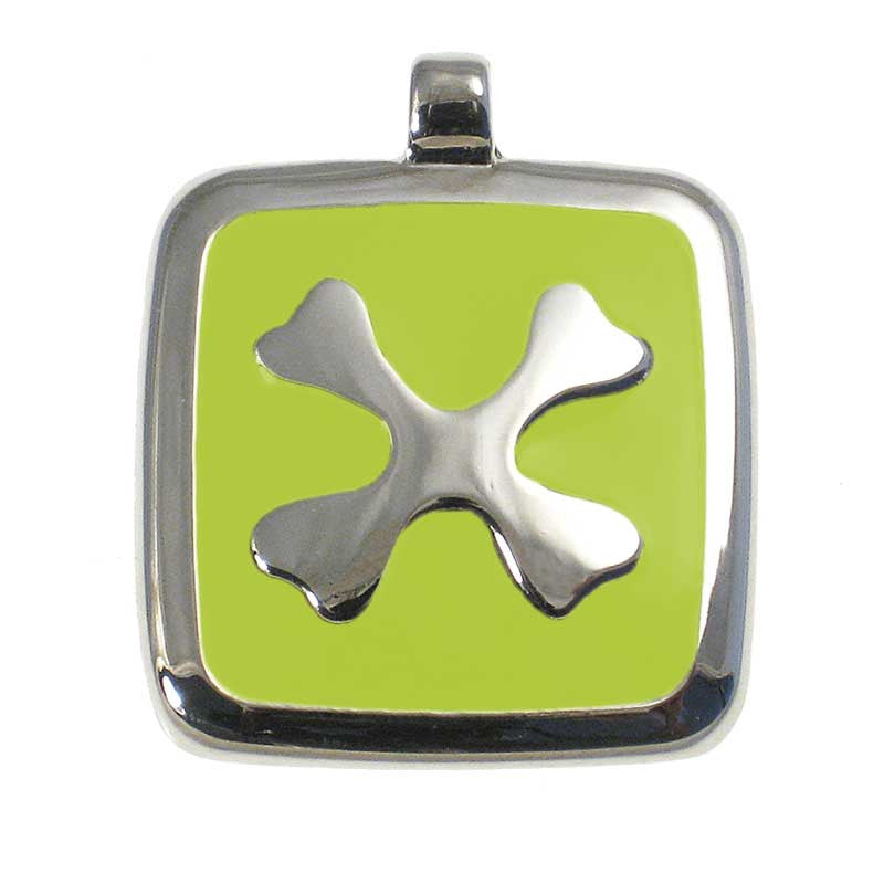 LuckyPet crossed-bones jewelry pet ID tag in lime