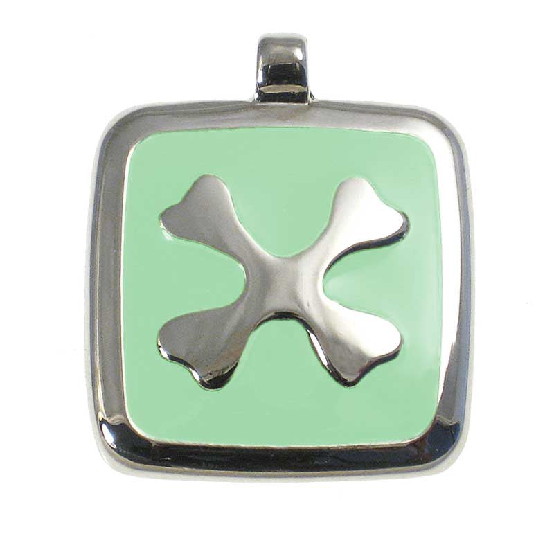 LuckyPet crossed-bones jewelry pet ID tag in mint