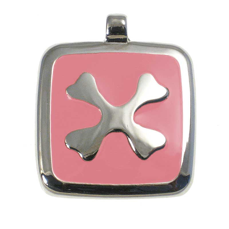 LuckyPet crossed-bones jewelry pet ID tag in pink
