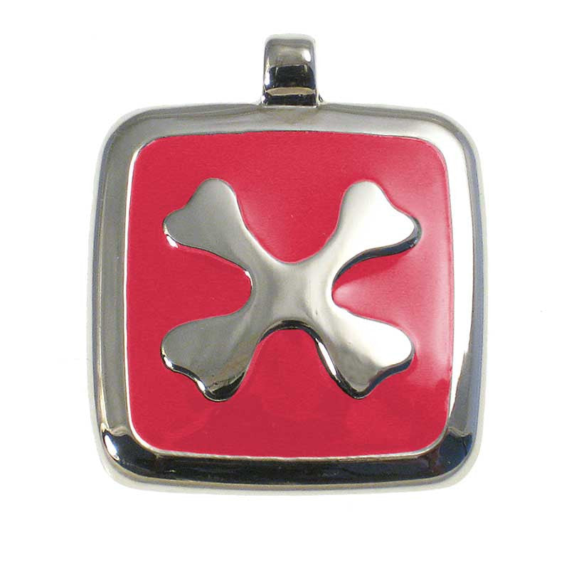 LuckyPet crossed-bones jewelry pet ID tag in red