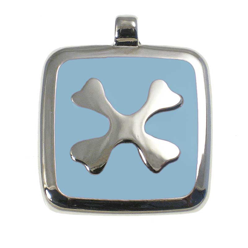 LuckyPet crossed-bones jewelry pet ID tag in sky blue
