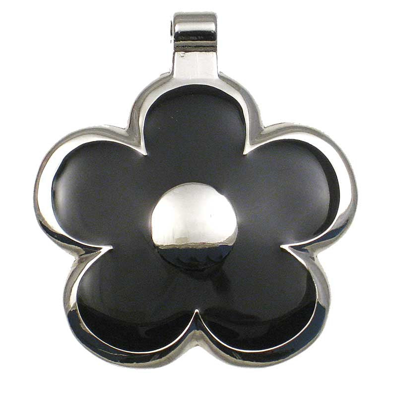 LuckyPet flower jewelry pet ID tag in black