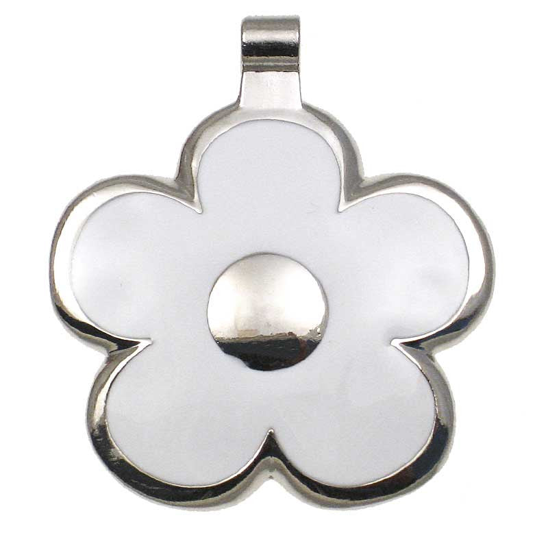 LuckyPet flower jewelry pet ID tag in white