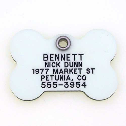 Glow-In-The-Dark Bone pet ID tag