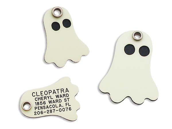Glow-In-The-Dark Ghost tag size comparison