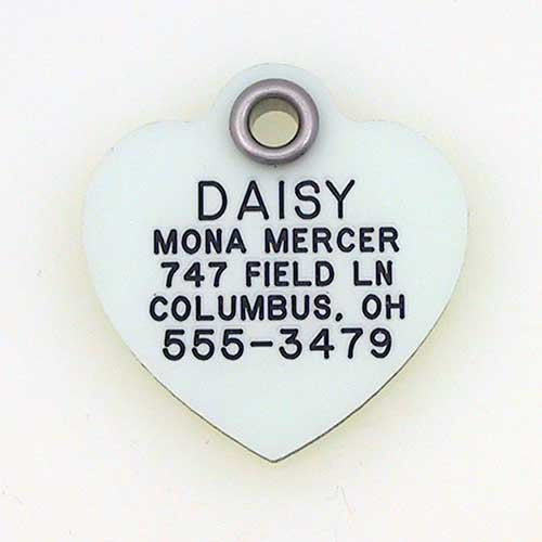 Glow-In-The-Dark Heart pet ID tag