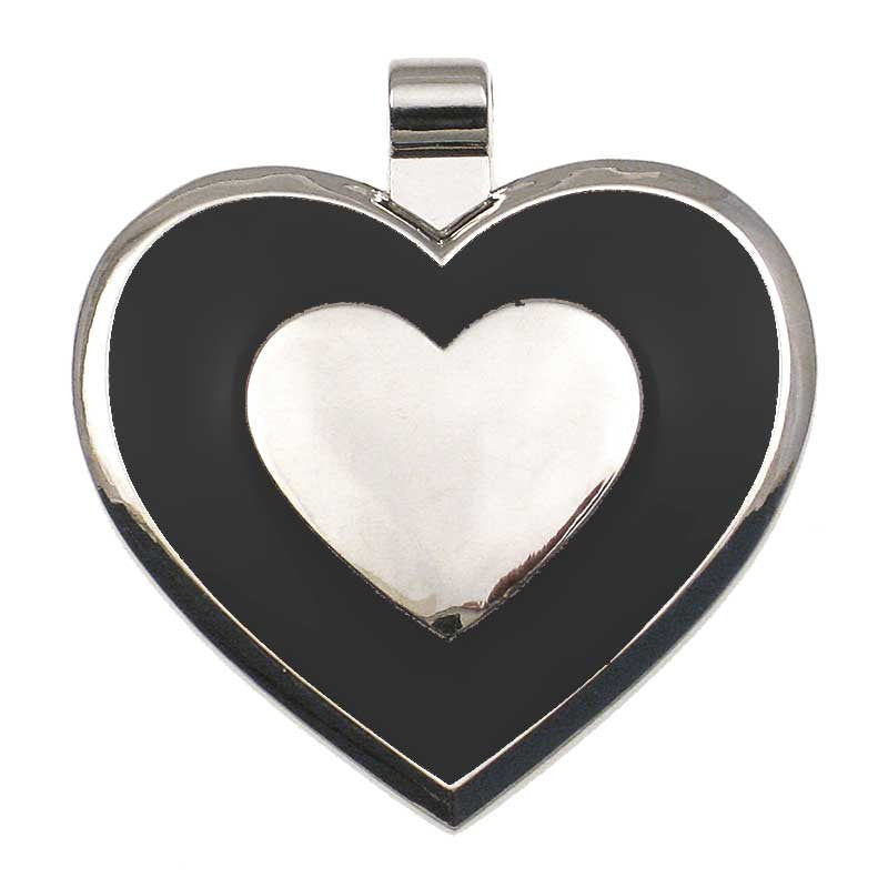 LuckyPet heart-shaped jewelry pet ID tag in black