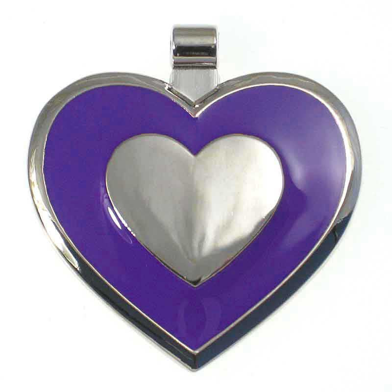 LuckyPet heart-shaped jewelry pet ID tag in purple