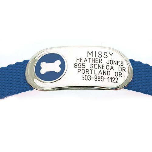 Jewelry Collar Tag - Bone - blue
