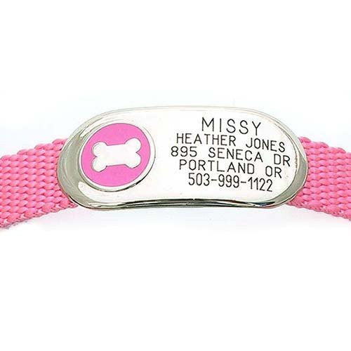Jewelry Collar Tag - Bone - pink