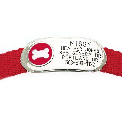 Jewelry Collar Tag - Bone - red