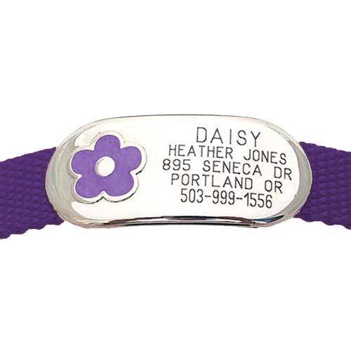 Jewelry Collar Tag - Flower - purple