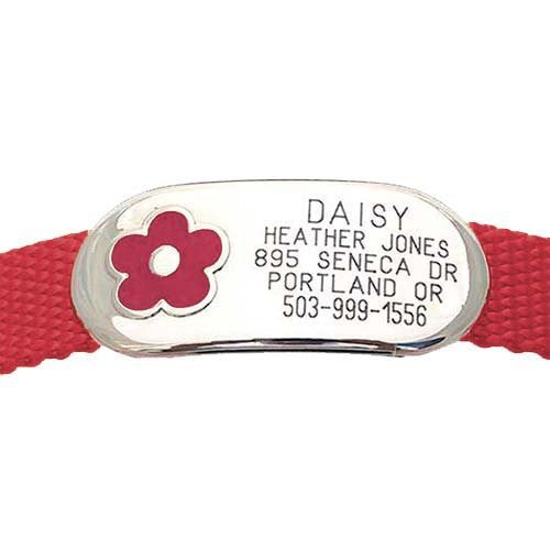 Jewelry Collar Tag - Flower - red