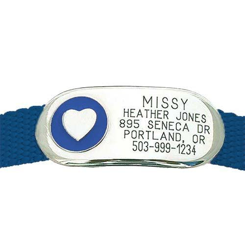 Jewelry Collar Tag - Heart - blue