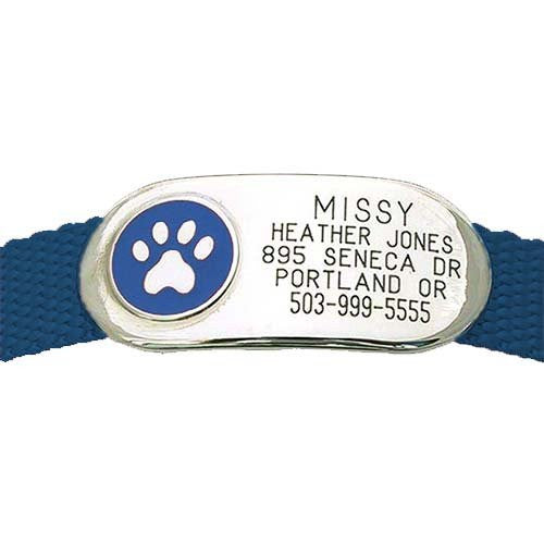 Jewelry Collar Tag - Paw - blue