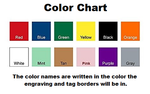 LuckyPet plastic pet tag color chart
