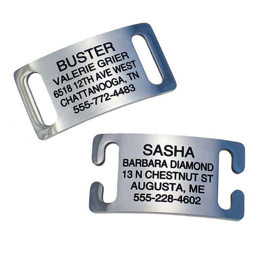 LuckyPet Slide-On Open Tag examples in two sizes