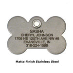 Metal Bone pet ID tag - matte finish stainless steel