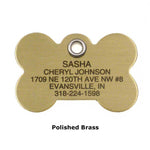 Metal Bone pet ID tag - polished brass