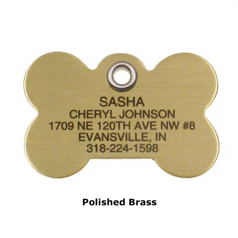 Metal Bone pet ID tag - polished brass