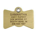 Metal Bow Tie polished brass pet ID tag