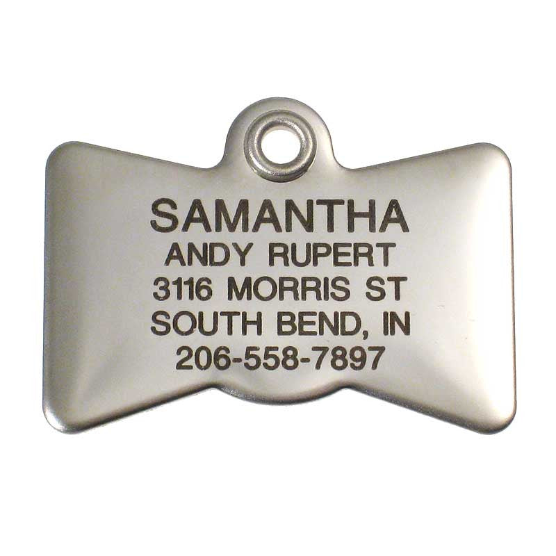 Metal Bow Tie stainless steel pet ID tag