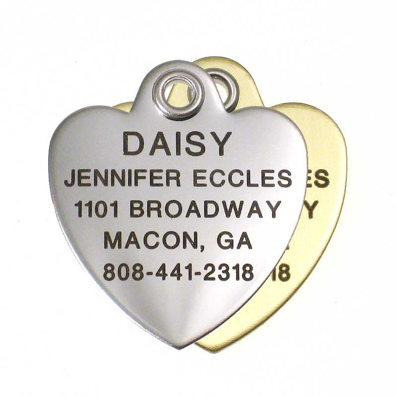 Metal Heart pet ID tag