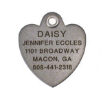 Metal Heart matte stainless steel pet ID tag