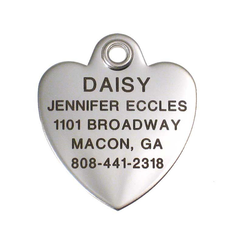 Metal Heart stainless steel pet ID tag