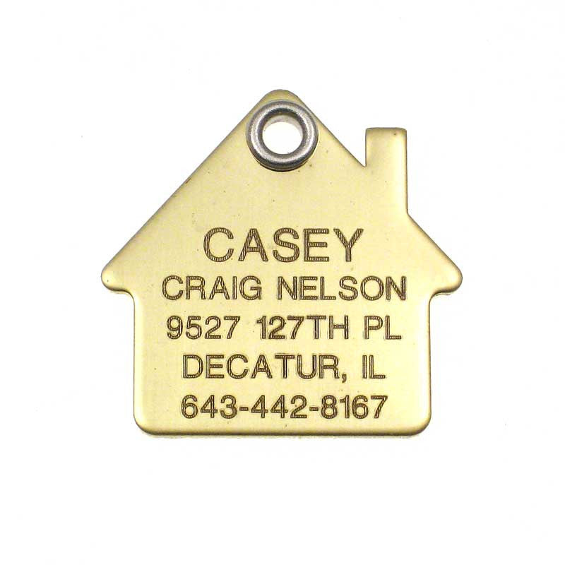 Metal House polished brass pet ID tag