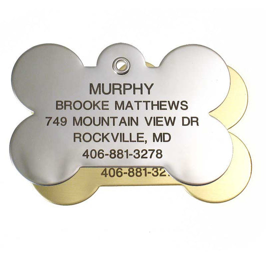 Metal JUMBO Bone pet ID tag