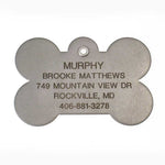 Metal JUMBO Bone matte stainless steel pet ID tag
