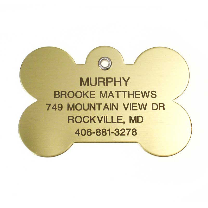 Metal JUMBO Bone polished brass pet ID tag