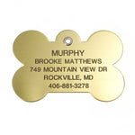 Metal JUMBO Bone polished brass pet ID tag