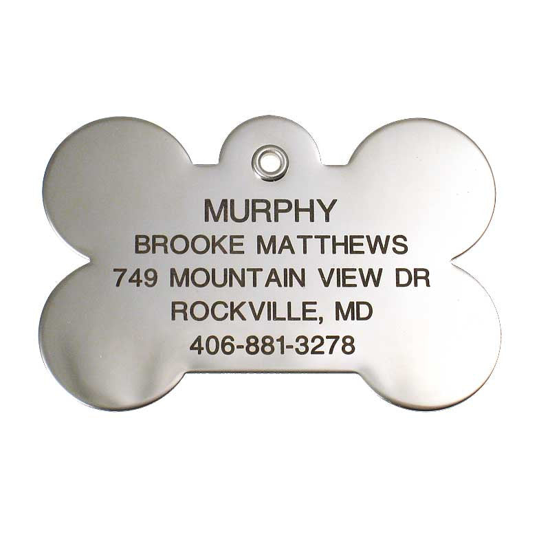 Metal JUMBO Bone stainless steel pet ID tag
