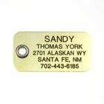 Metal Rectangle polished brass pet ID tag