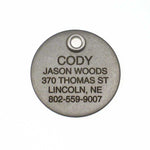 Metal Round matte stainless steel pet ID tag