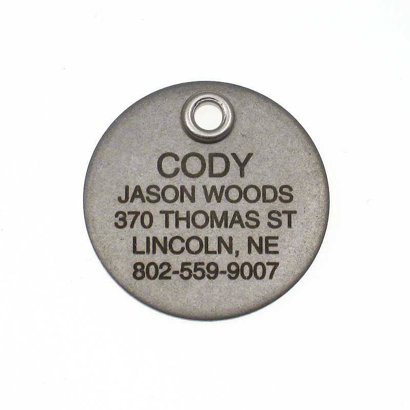 Metal Round matte stainless steel pet ID tag