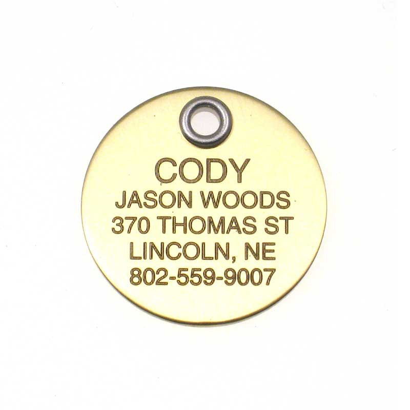 Metal Round polished brass pet ID tag