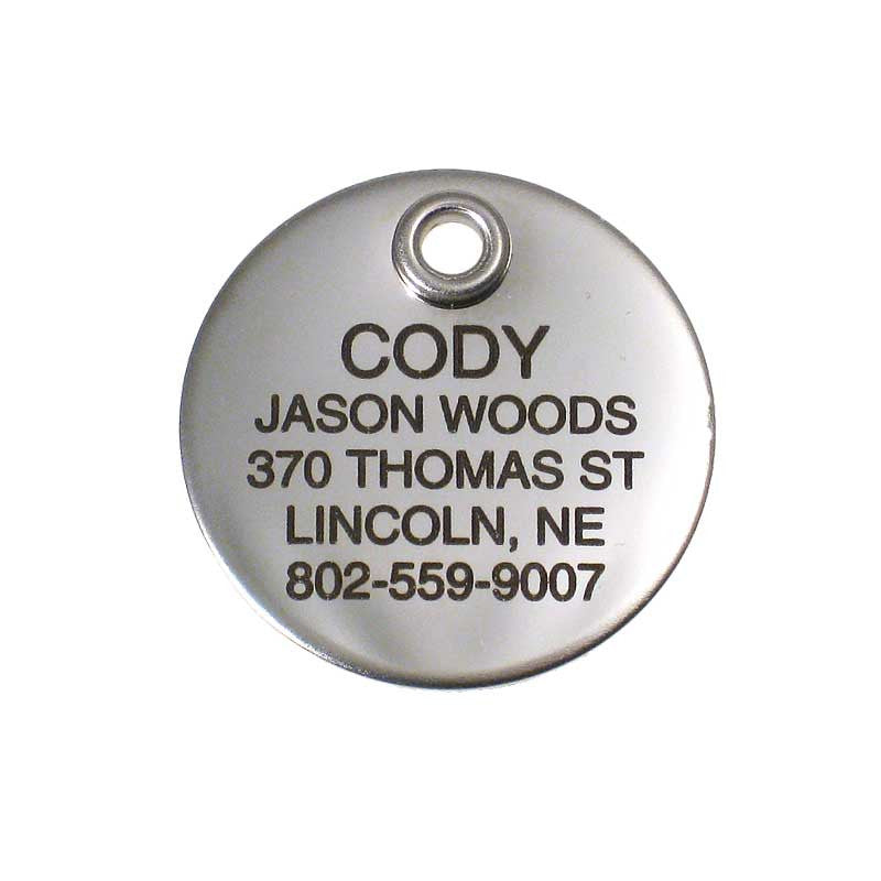Metal Round stainless steel pet ID tag