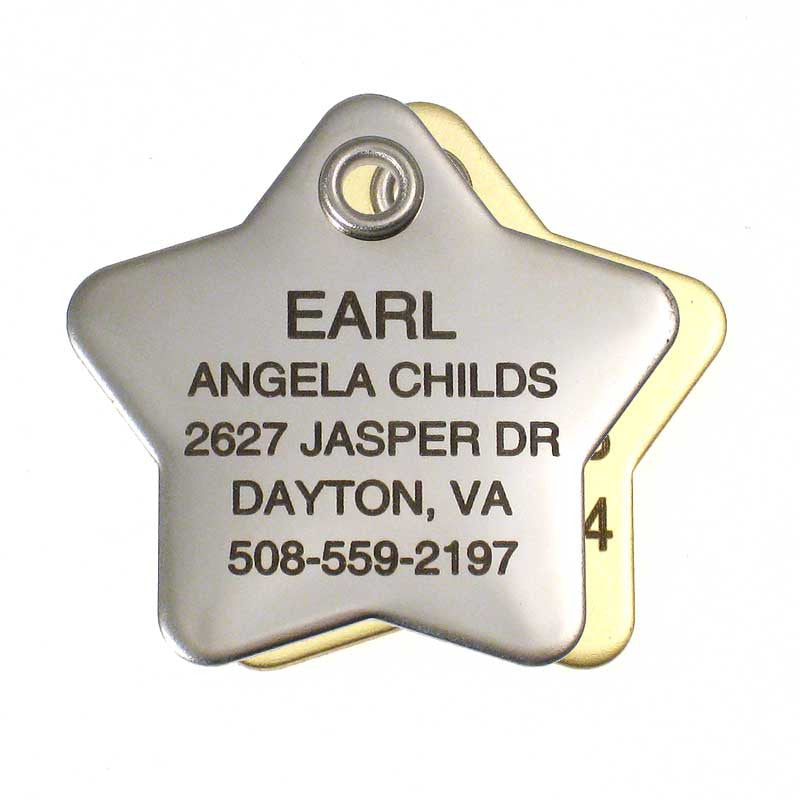 Metal Star pet ID tag
