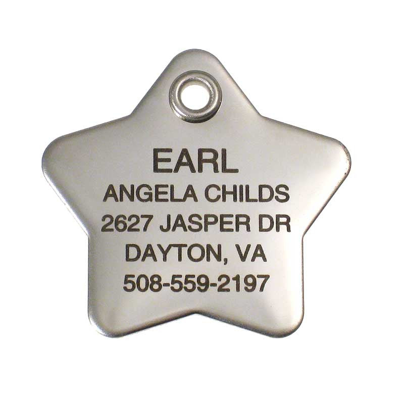 Metal Star stainless steel pet ID tag