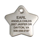 Metal Star stainless steel pet ID tag