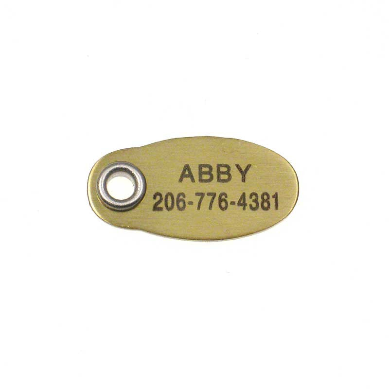 Metal Tiny Oval polished brass pet ID tag